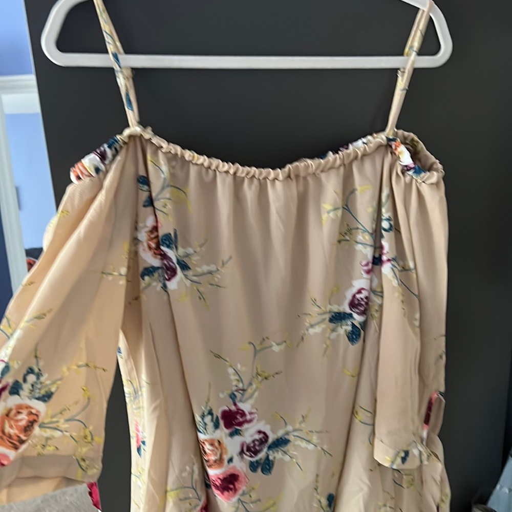 Taupe off shoulder blouse